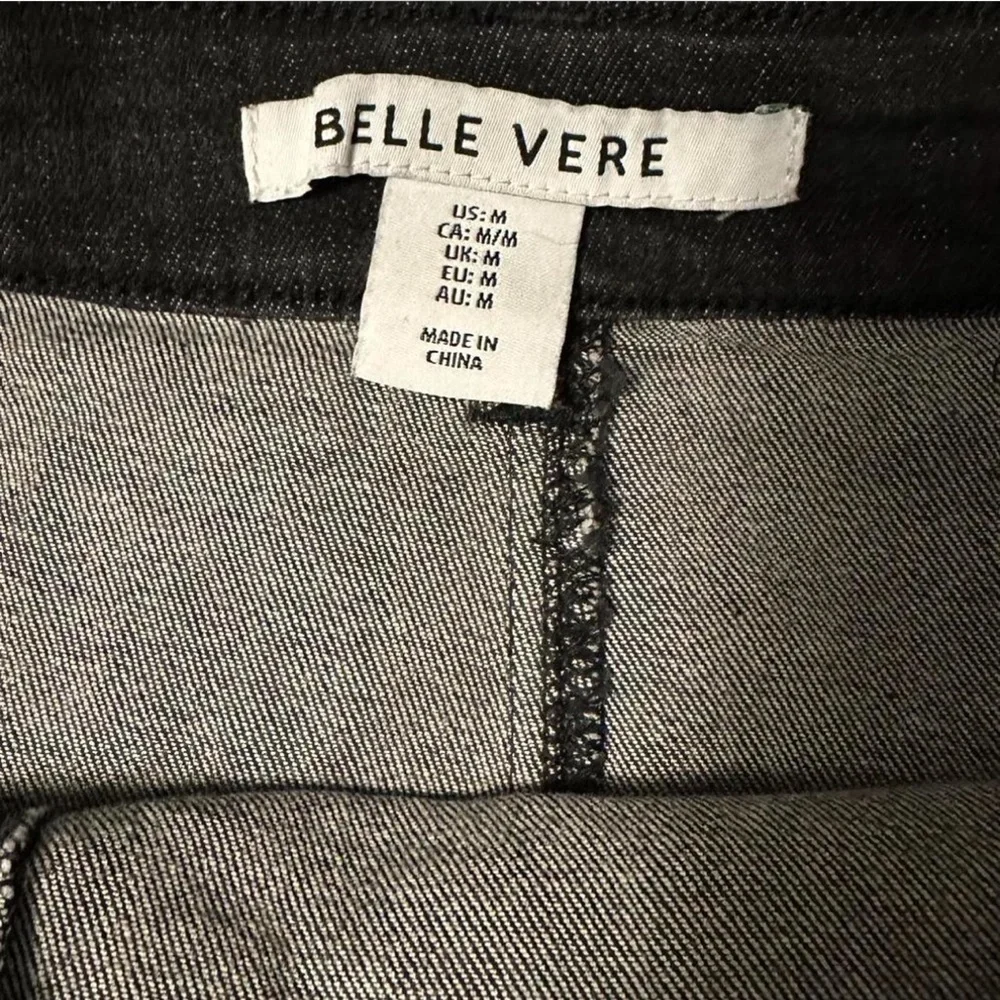 Anthropologie Belle Vere M Black Denim Skirt Back Slit Dark Academia Soft Grunge
